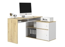 Bureau modulable ERIK Blanc/Chêne - 4