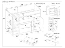 Lit mi-hauteur 90x190 ARLO - Blanc/Chêne - 10
