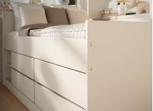 Lit Coffre 90x200 Cm - En Similicuir - Tête De Lit Avec Rangement - Blanc | Leroy Merlin