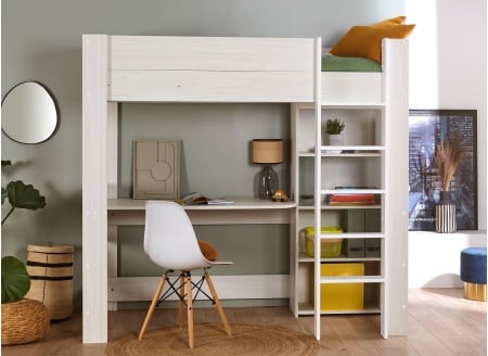 Lit mezzanine bureau et rangement 90x190 JACOB - 1