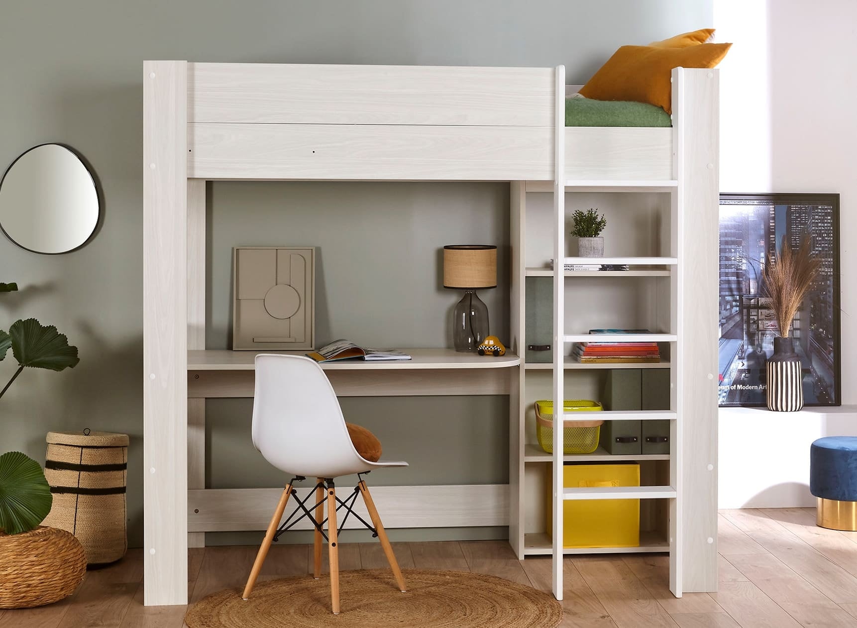 Lit mezzanine bureau et rangement 90x190 JACOB design