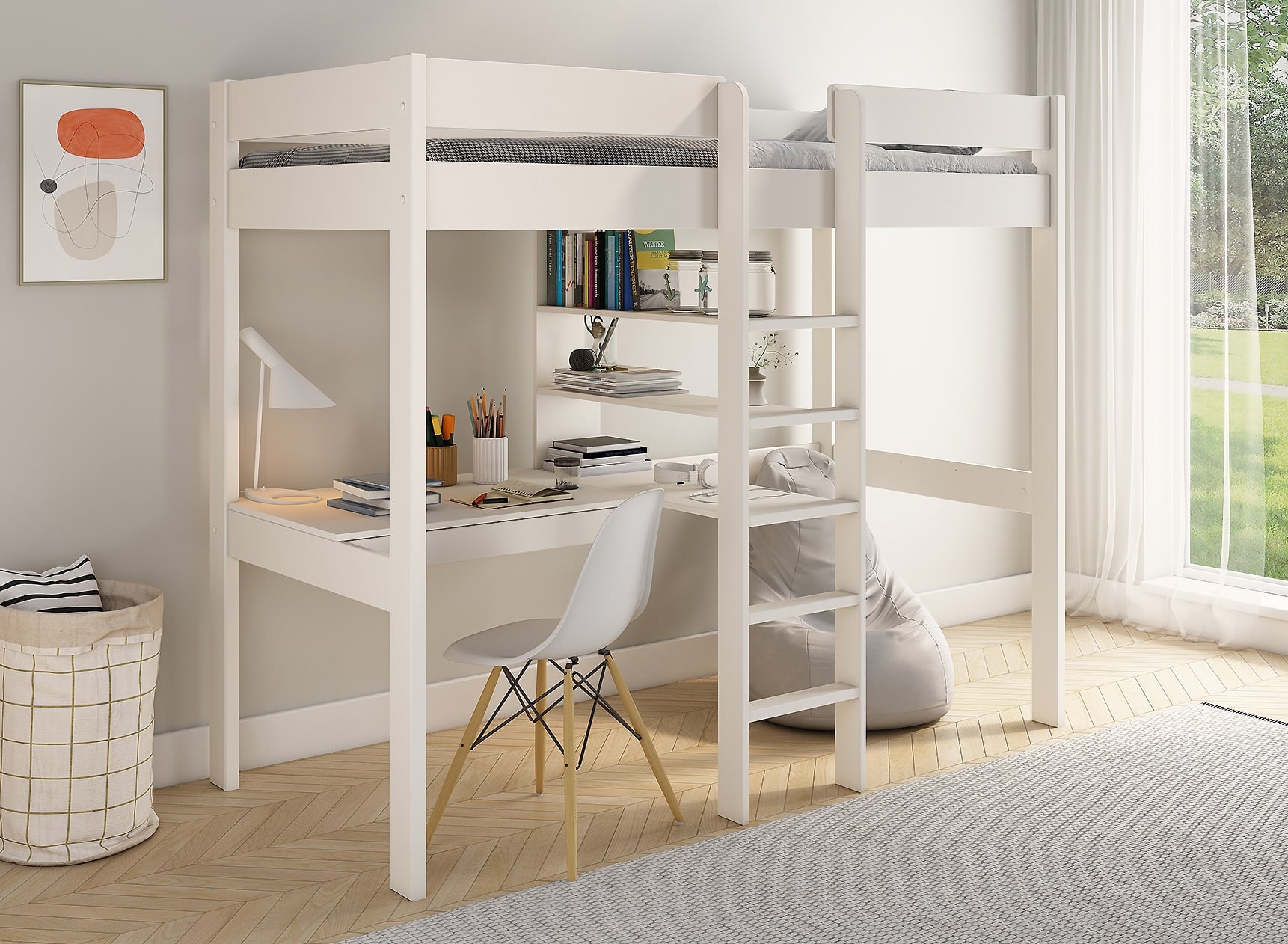 Lit mezzanine avec bureau CALVI - 1