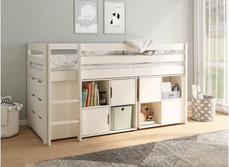 Lit mi-hauteur bureau et rangement 90x200 JADE - 2