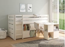 Lit mi-hauteur bureau et rangement 90x200 JADE - 1