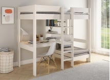 Lit mezzanine avec bureau 90x200 et fauteuil convertible CALVI - 1