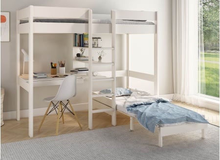 Lit mezzanine avec bureau 90x200 et fauteuil convertible CALVI - 3