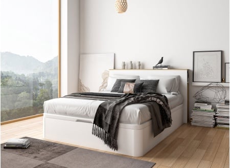 Lit coffre 140x200 avec tête de lit BASTIA - 1