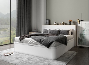 160x200 storage bed with BASTIA headboard - White