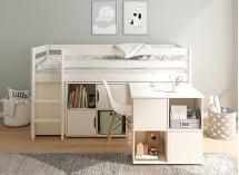 Lit mi-hauteur bureau et rangement 90x200 JADE - 4