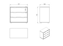 Commode 3 tiroirs JADE - Dimensions