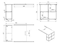 Bureau avec rangement pour lit JADE - Dimensions