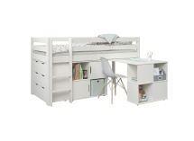 Lit mi-hauteur bureau et rangement 90x200 JADE