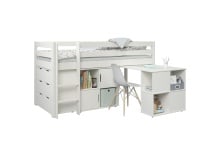 Lit mi-hauteur bureau et rangement 90x200 JADE