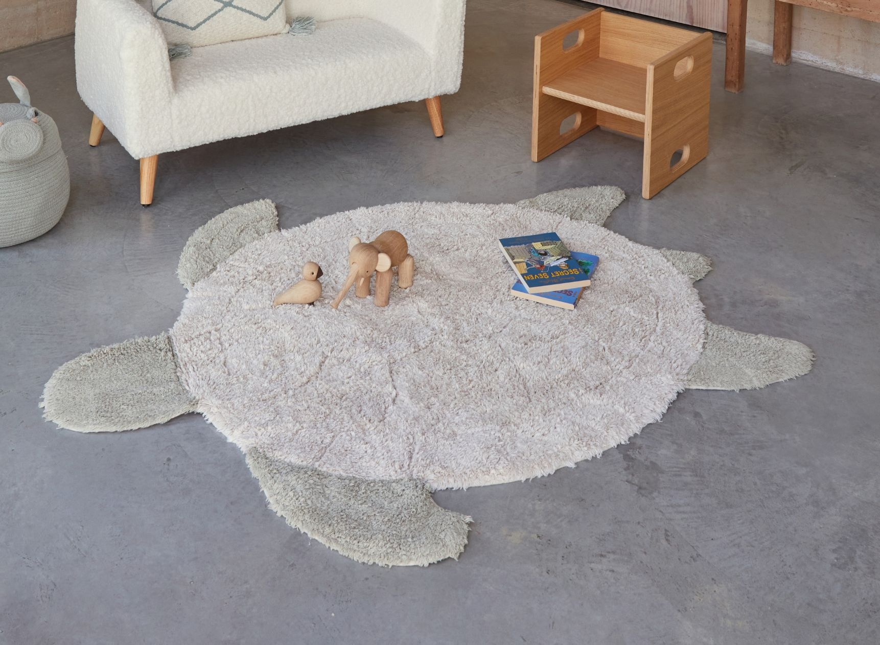Turtle School Rug Sea Turtle Natural Cotton Rug - Eco-friendly and handcrafted