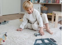 Tapis enfant rond en coton naturel WHEELS - 2