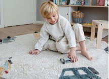 Tapis enfant rond en coton naturel WHEELS - 2