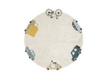 Tapis enfant rond en coton naturel WHEELS - 4