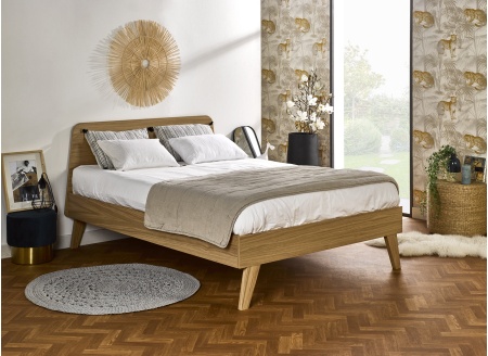 Lit double 140x200 en Chêne LOKI Nateo Concept - 1