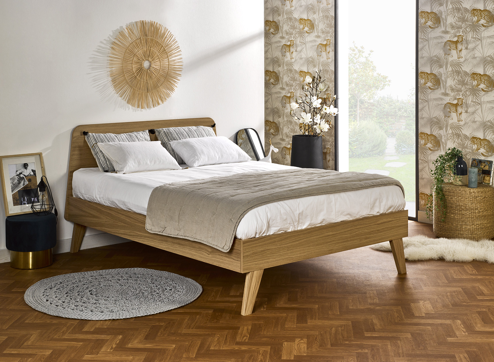 Lit double 140x200 en Chêne LOKI Nateo Concept - 1