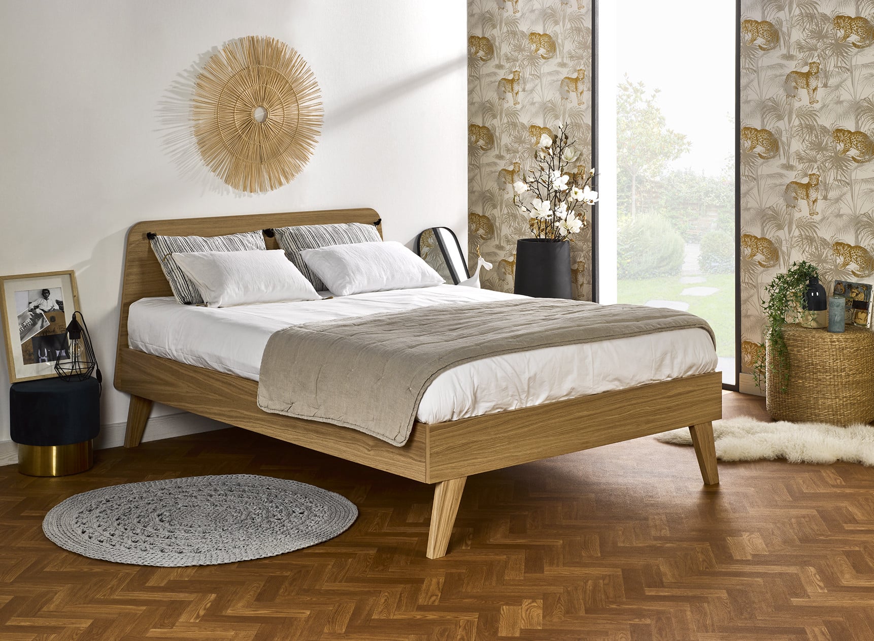 Lit double 140x200 en Chêne LOKI Nateo Concept - 1