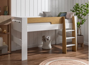 Halfhoogslaper 90x190 LUKA - Wit/Eiken