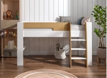 Lit mi-hauteur 90x190 LUKA Blanc & Chêne - 2