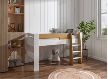 Lit mi-hauteur 90x190 LUKA Blanc & Chêne - 3