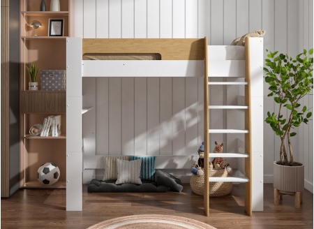 Lit mezzanine 90x190 LUKA Blanc & Chêne - 2