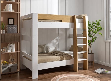 Lit superposé séparable 90x190 LUKA Blanc & Chêne - 2