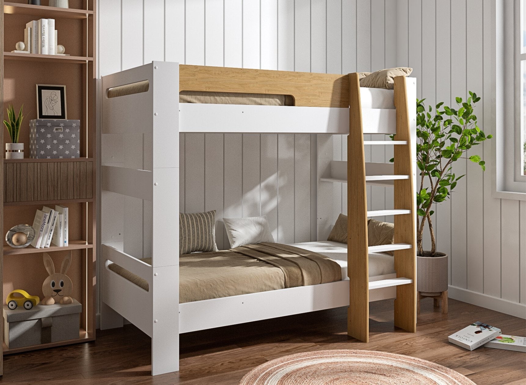 Lit superposé séparable 90x190 LUKA Blanc & Chêne - 2