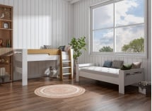 Lit mi-hauteur 90x190 LUKA Blanc & Chêne - 7