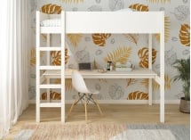 Lit mezzanine 90x200 avec bureau JUNE Blanc - 2