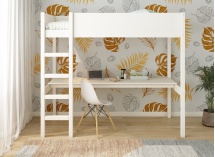 Lit mezzanine 90x200 avec bureau JUNE Blanc - 2