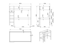 Lit mezzanine 90x200 JUNE - Dimensions
