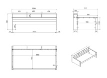 Lit enfant avec rangement 90x200 OLIVER - Dimensions