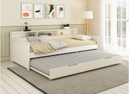 Lit gigogne avec rangement 90x200 OLIVER Blanc - 2