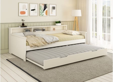 Lit gigogne avec rangement 90x200 OLIVER Blanc - 2