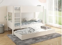 Lit superposé 90x200 JUNE Blanc tiroir ouvert