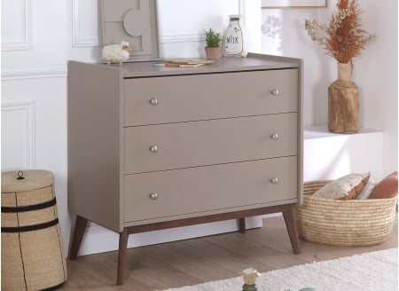 Commode 3 tiroirs ADELE Argile/Noyer - 1