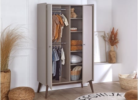 Armoire 2 portes ADELE Argile/Noyer - 2