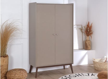 Armoire 2 portes ADELE Argile/Noyer - 1