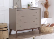 Commode 3 tiroirs ADELE Argile/Noyer - 1