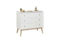 Commode 3 tiroirs ADELE - Blanc/Chêne - 7