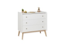 Commode 3 tiroirs ADELE - Blanc/Chêne - 7