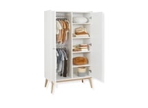 Armoire 2 portes ADELE - Blanc/Chêne - 4