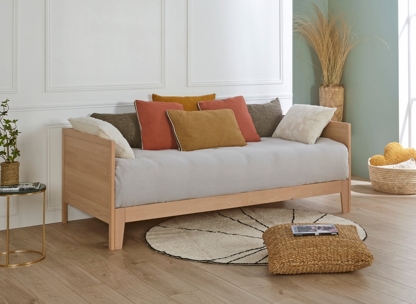 Lit banquette extensible 90x200 EMILE - Hêtre massif - 1