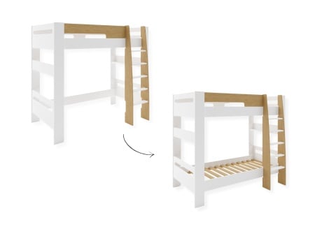 Kit évolution lit superposé LUKA - Blanc & Bois - 1