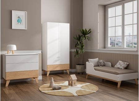 Habitación bebé completa HAXO - Blanco/Pino