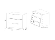 Commode 3 tiroirs ANDY – Blanc - 5