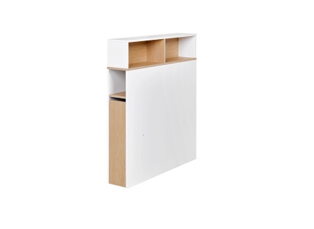 Tête de lit 90 avec réhausse PRADO - Blanc/Chêne - 1